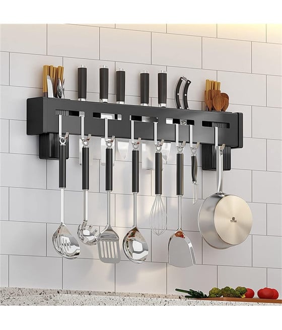 SUPPORTO PER COLTELLI IN ACCIAIO PARETE MENSOLA CUCINA 50CM