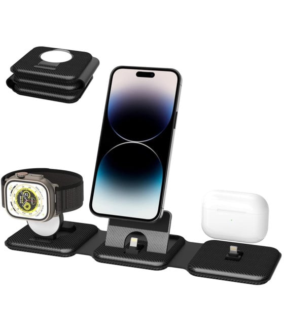 CARICATORE PIEGHEVOLE 3IN1 PORTATILE APPLE WATCH IPHONE WIRELESS