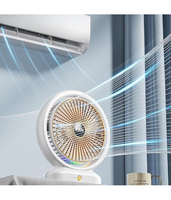VENTILATORE DA TAVOLO USB RICARICABILE CIRCOLATORE ARIA LUCE COLORATA