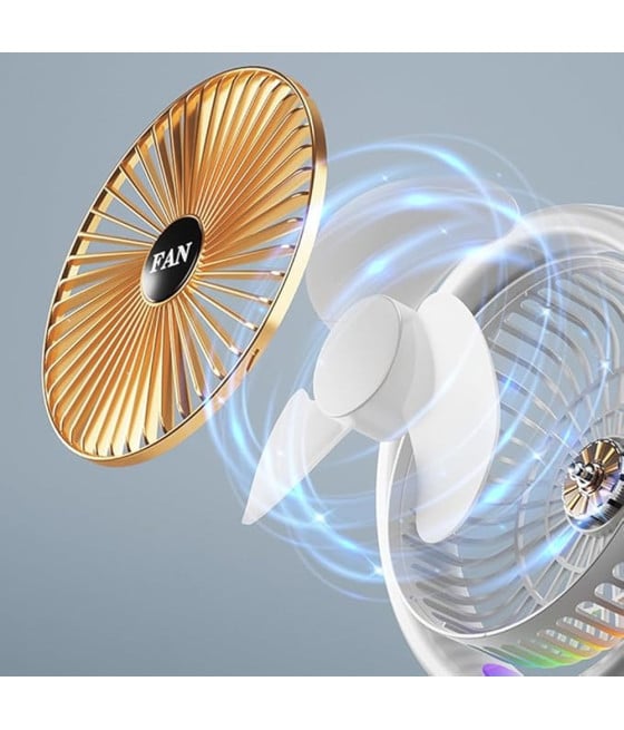 VENTILATORE DA TAVOLO USB RICARICABILE CIRCOLATORE ARIA LUCE COLORATA