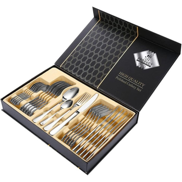 SET POSATE 24PZ ACCIAIO MULTIUSO CASA CUCINA SERVIZIO PER 6