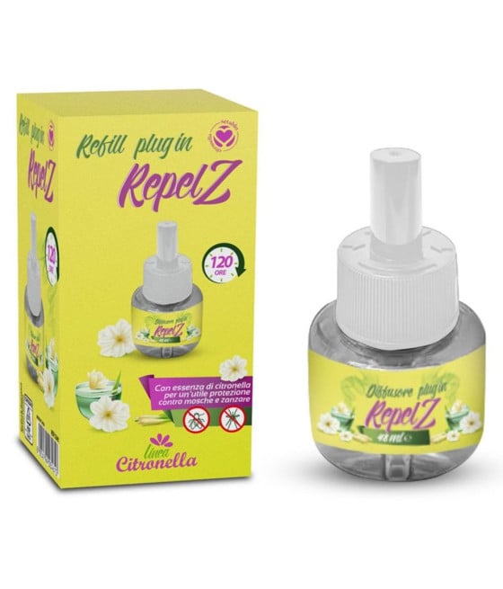 12PZ RICARICA DIFFUSORE PLUG IN REPEL Z ESSENZA CITRONELLA 120 ORE 48ML