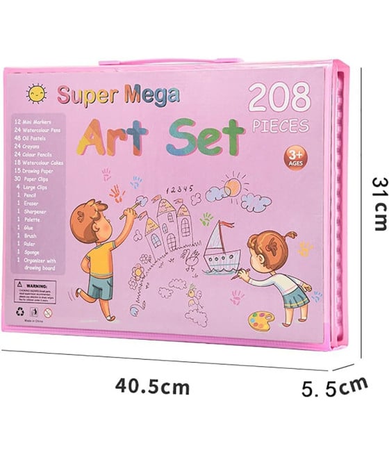 SET COLORARE 208PZ ASTUCCIO PITTURA SCATOLA COLORI REGALO BAMBINI