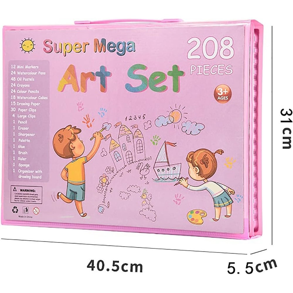 SET COLORARE 208PZ ASTUCCIO PITTURA SCATOLA COLORI REGALO BAMBINI