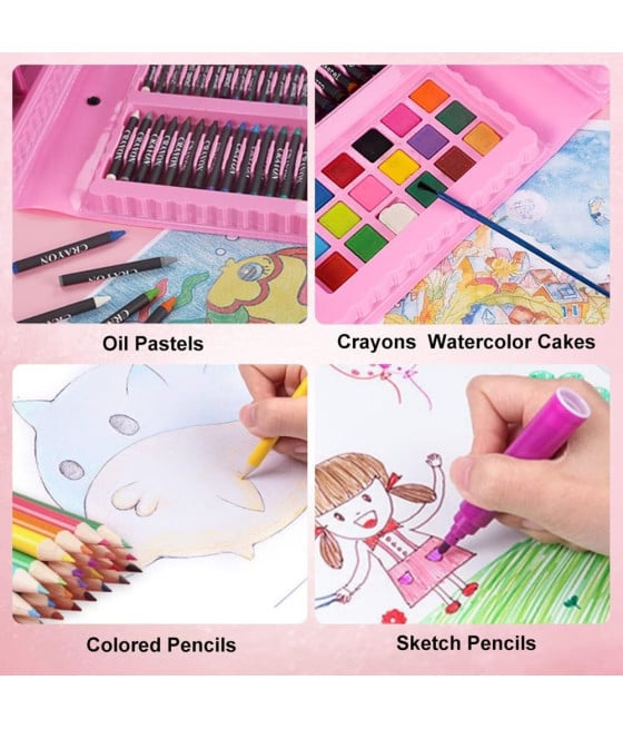 SET COLORARE 208PZ ASTUCCIO PITTURA SCATOLA COLORI REGALO BAMBINI