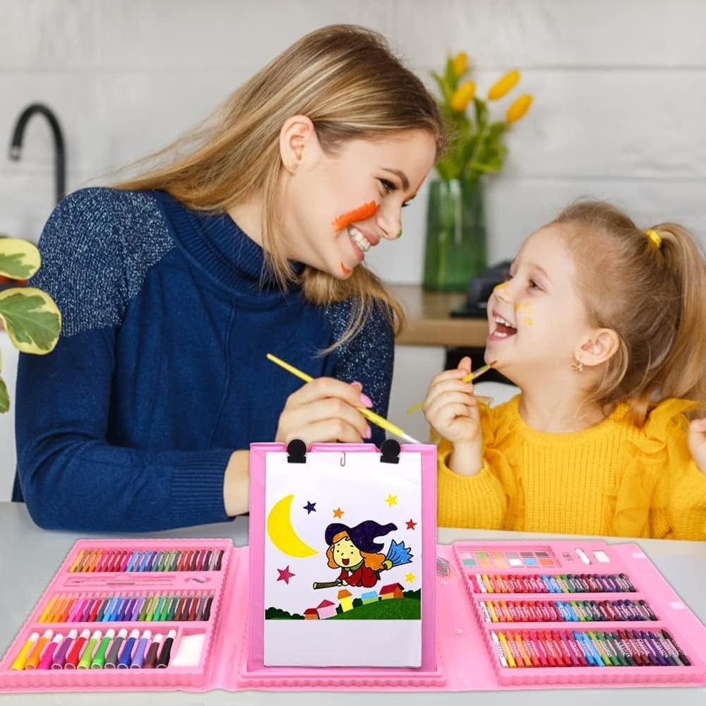 SET COLORARE 208PZ ASTUCCIO PITTURA SCATOLA COLORI REGALO BAMBINI