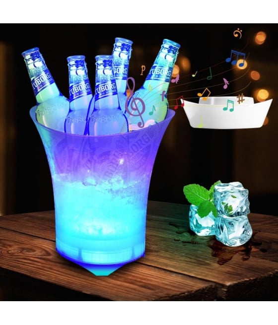 SECCHIELLO GHIACCIO LED 5LT 6 COLORI RAFFREDDARE BEVANDE IMPERMEABILE FESTE