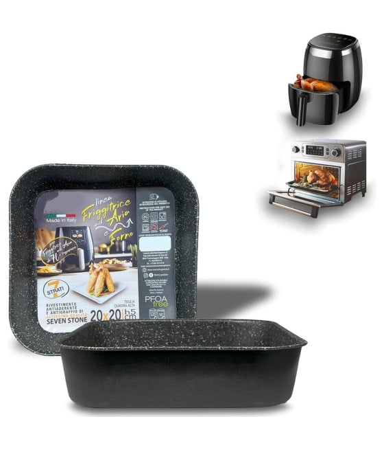 TEGLIA QUADRATA ALTA 20X20XH5CM PER FRIGGITRICE AD ARIA FORNO 054057