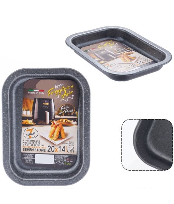 TEGLIA RETTANGOLARE BASSA 20X14XH3CM PER FRIGGITRICE AD ARIA FORNO