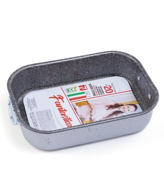 ROSTIERA TEGLIA RETTANGOLARE CON MANICI 20CM ANTIADERENTE 056181