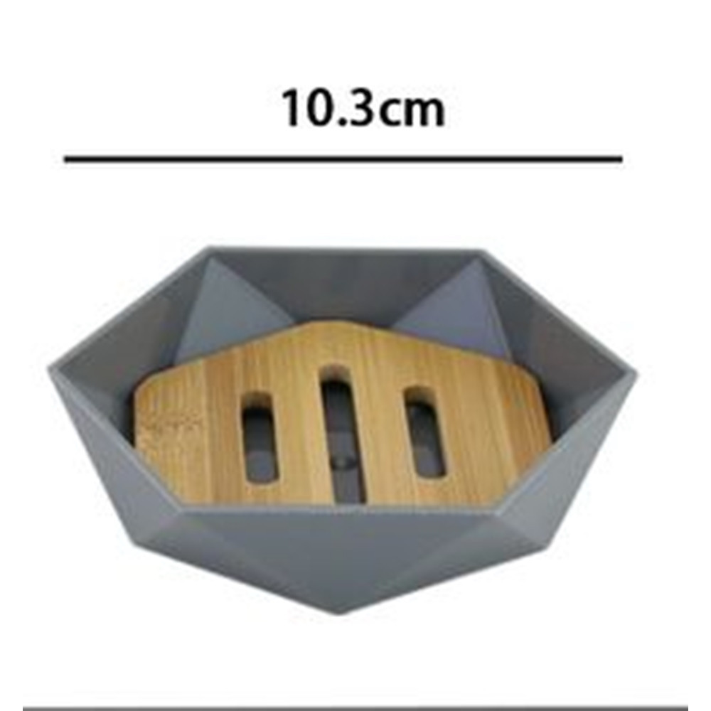 PIATTINO PORTA SAPONE SAPONETTA ESAGONALE GEOMETRICO GRIGIO LEGNO 10848