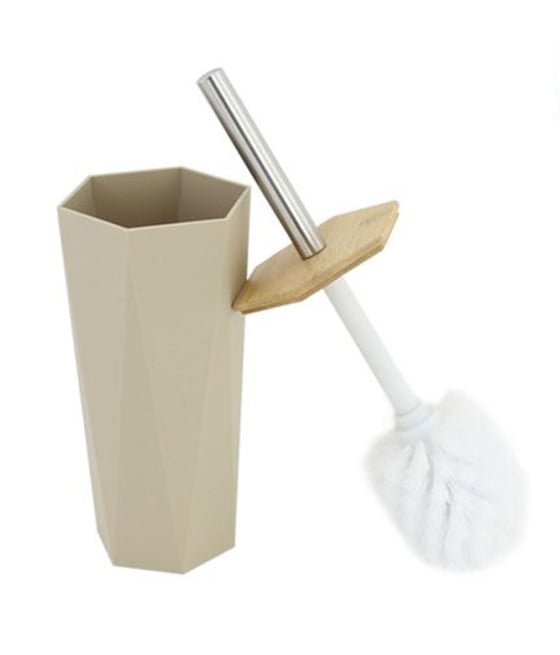 PORTA SCOPINO ESAGONALE GEOMETRICO BEIGE LEGNO SCOPETTINO WC 10844