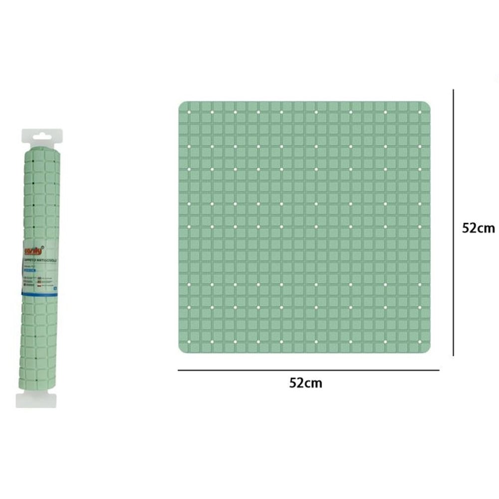 TAPPETO VERDE PVC ANTISCIVOLO PER VASCA BAGNO DOCCIA QUADRATO 52X52CM