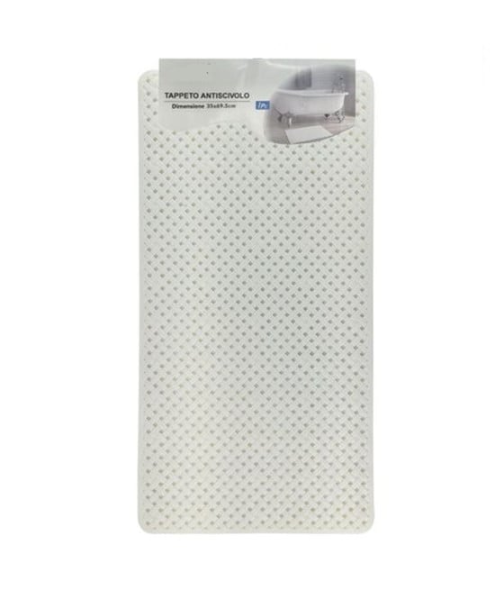 TAPPETO ANTISCIVOLO EFFETTO INTRECCIATO BIANCO VASCA BAGNO DOCCIA 35X69.5CM