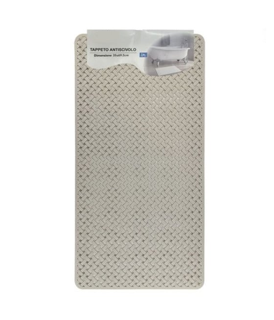 TAPPETO ANTISCIVOLO EFFETTO INTRECCIATO BEIGE VASCA BAGNO DOCCIA 35X69.5CM