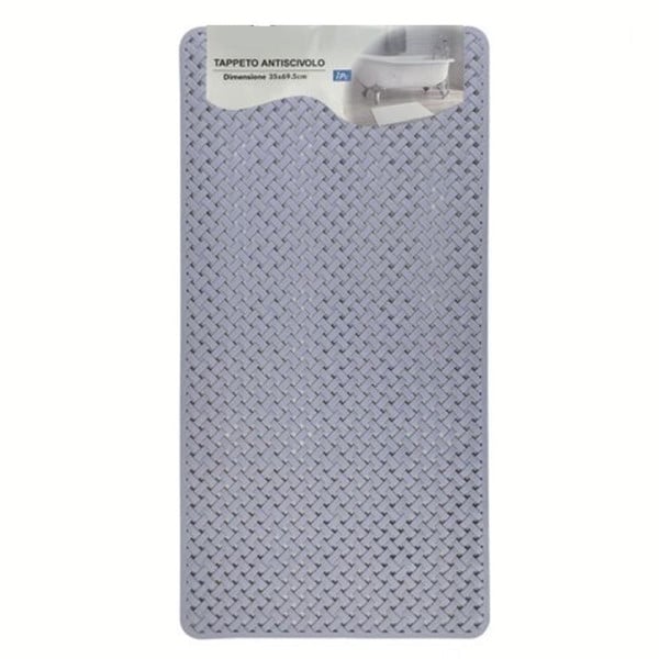 TAPPETO ANTISCIVOLO EFFETTO INTRECCIATO GRIGIO VASCA BAGNO DOCCIA 35X69.5CM