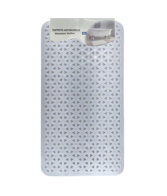 TAPPETO ANTISCIVOLO INTRECCIO GEOMETRICO BIANCO VASCA BAGNO DOCCIA 40X74CM