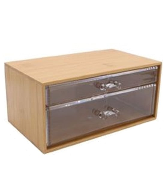 PORTA GIOIELLI COSMETICI CON 2 CASSETTI FORME DIVERSE ORGANIZER LEGNO