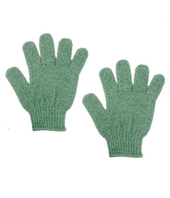 2PZ GUANTI DI CRINE DOCCIA BAGNO ESFOLIANTE PELLE CORPO VERDE 79722