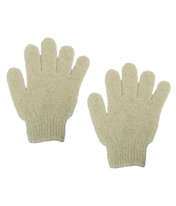 2PZ GUANTI DI CRINE DOCCIA BAGNO ESFOLIANTE PELLE CORPO BEIGE 79723