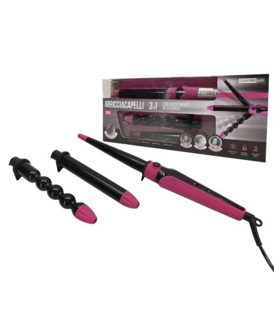 PIASTRA ARRICCIACAPELLI 3 IN 1 SET MULTIFUNZIONE RIVESTIMENTO CERAMICA