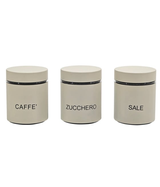 SET 3 BARATTOLI DA CUCINA CREMA 75CL DESIGN MODERNO ELEGANTE