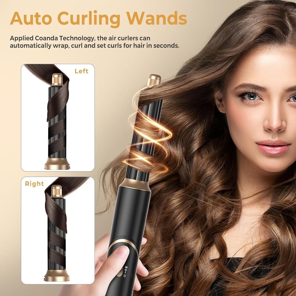 Anluomafuy Spazzola Asciugacapelli 5 in 1 Multifunzione, Ferro Arricciacapelli Ad Aria Calda, Air Styler Set con 3 Temperature, Spazzola Modellante Ad Aria per Capelli Ricci, Voluminosi o Lisciati