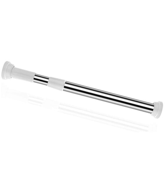 BASTONE TENDA DOCCIA ASTA REGOLABILE PALO TELESCOPICO ACCIAIO 110-200CM 3 GANCI