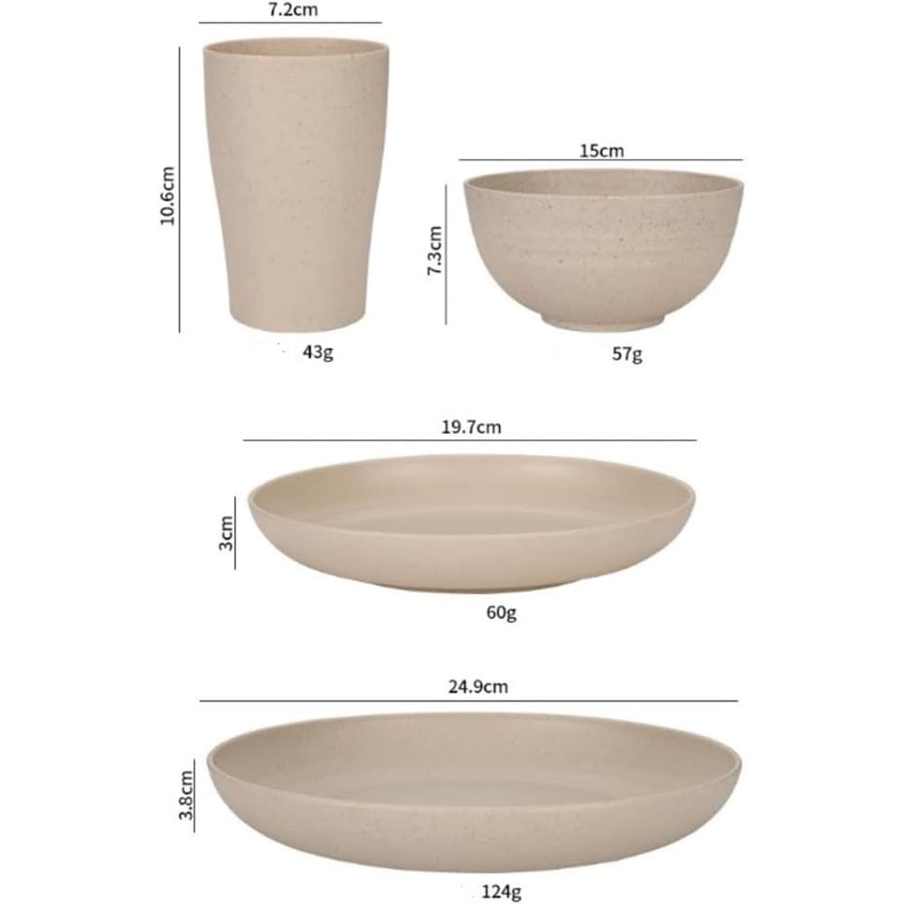 SET 16 STOVIGLIE IN PAGLIA DI GRANO INFRANGIBILI POSATE RIUTILIZZABILI