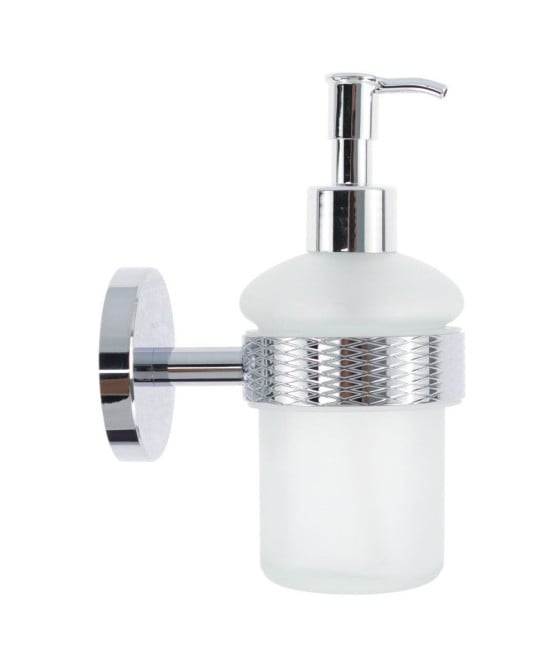 DISPENSER PORTA SAPONE PER SAPONE LIQUIDO IN ACCIAIO VETRO BAGNO 87918