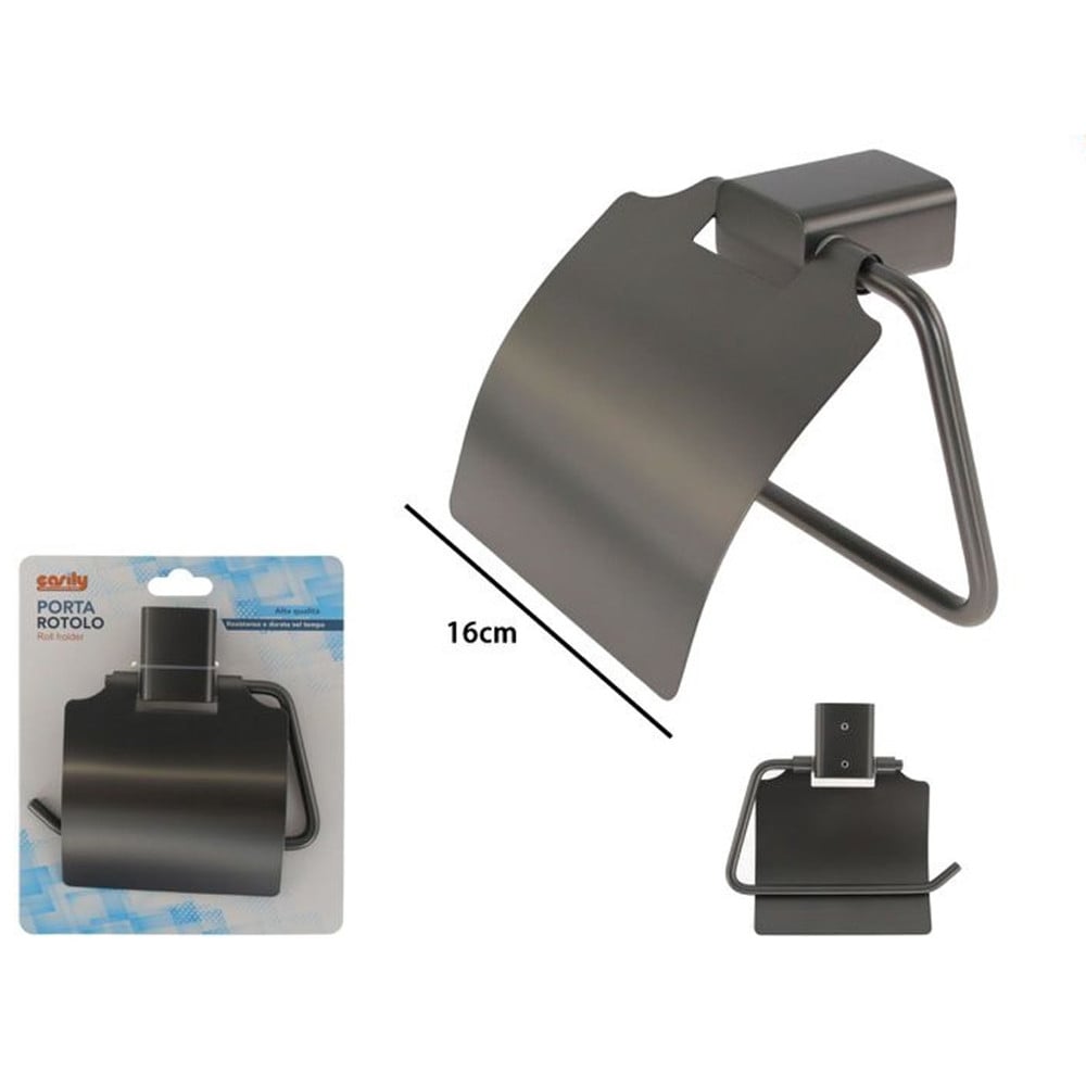 PORTA ROTOLO CARTA IGIENICA PARETE ACCIAIO COPERTURA GRIGIO BAGNO 87941