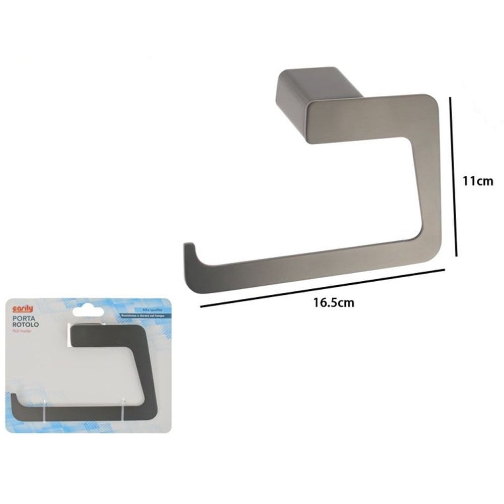 PORTA ROTOLO CARTA IGIENICA STILIZZATO ACCIAIO GRIGIO MURO BAGNO 87943