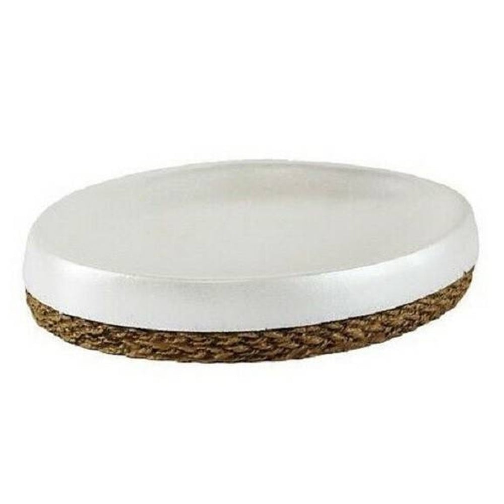 PIATTO PIATTINO PORTA SAPONE SAPONETTA BAGNO CERAMICA BIANCA CORDA