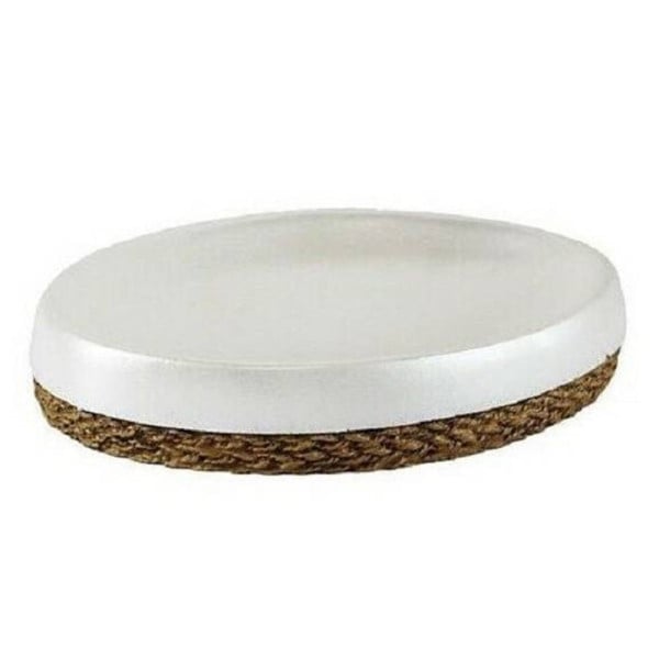PIATTO PIATTINO PORTA SAPONE SAPONETTA BAGNO CERAMICA BIANCA CORDA