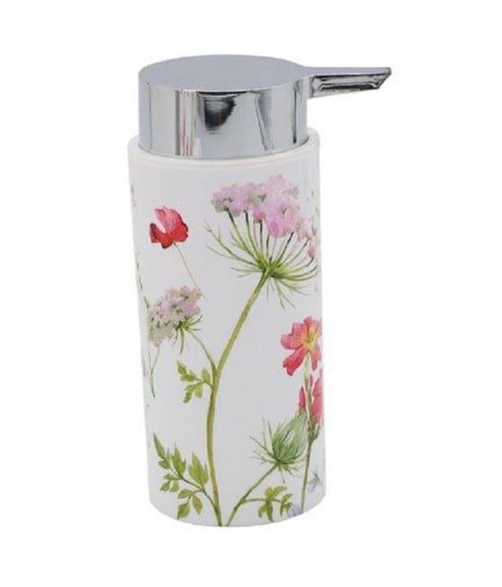 DISPENSER PORTA SAPONE LIQUIDO BIANCO IN PLASTICA 15,6 CM FIORI 69922