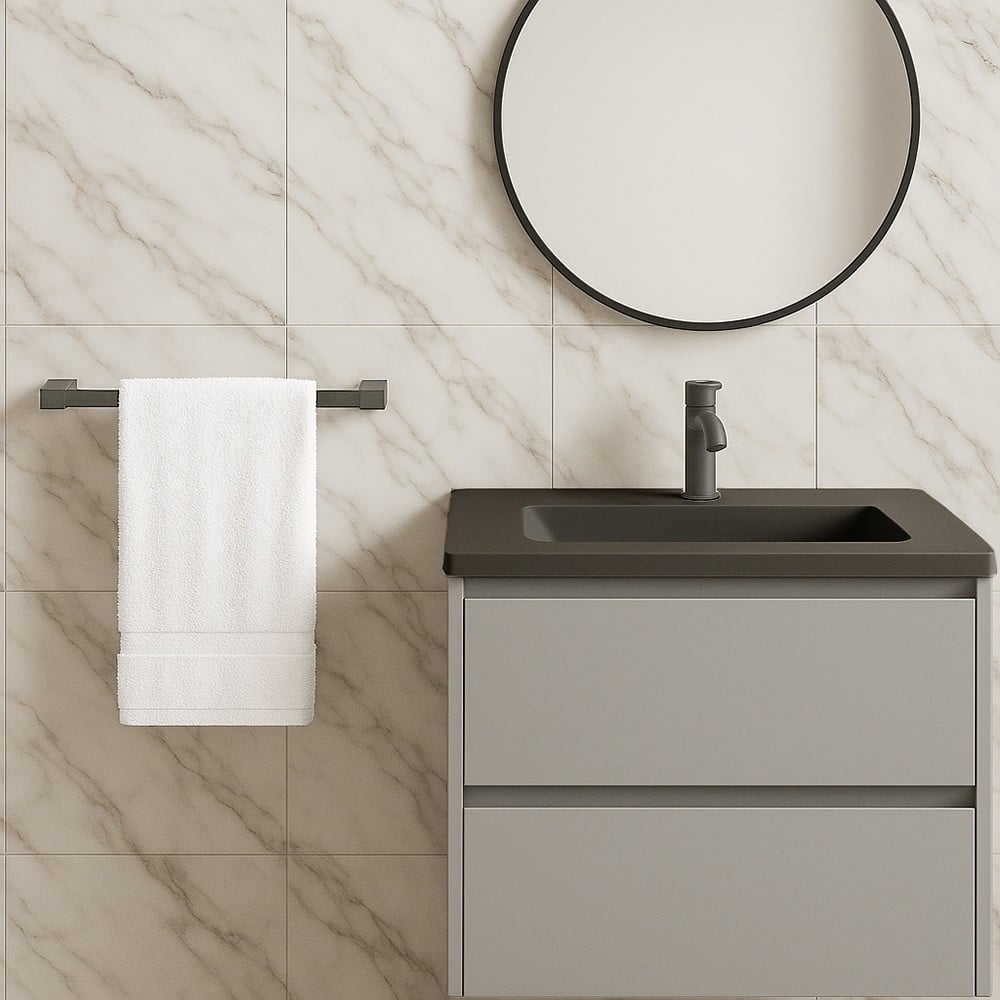 PORTA ASCIUGAMANO LUNGO 60CM STILIZZATO ACCIAIO GRIGIO BAGNO 87944