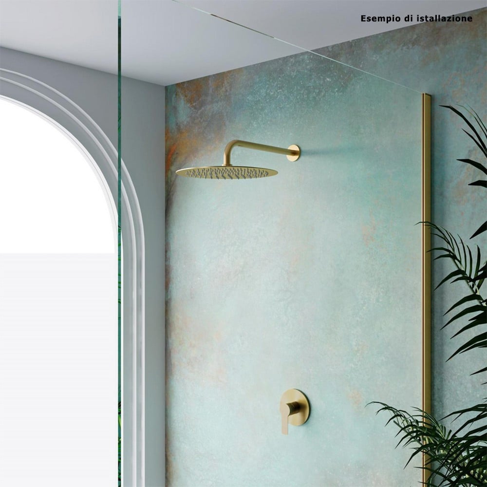 SOFFIONE DOCCIA ULTRA SLIM ROTONDO Ø25CM ORO SATINATO BAGNO 87884