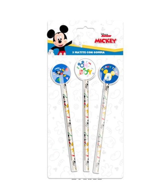 SET 3 PZ MATITE CON GOMMA TEMA TOPOLINO DISEGNO SCUOLA BAMBINI 955470