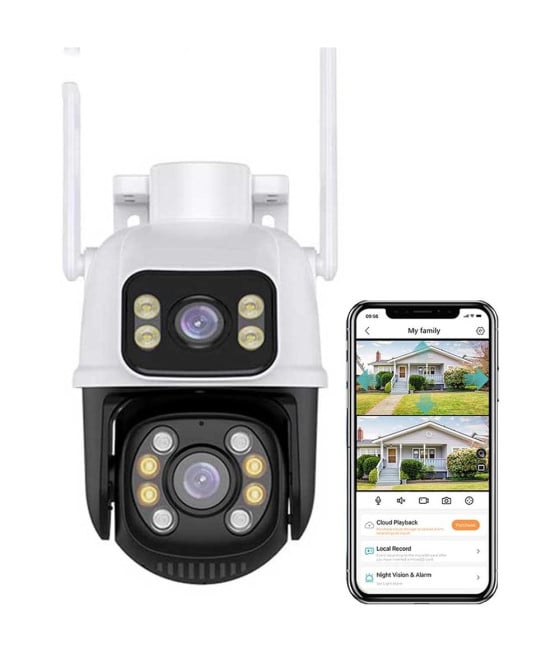 TELECAMERA DI SICUREZZA DUAL LENS WIFI DOPPIA IMPERMEABILE SORVEGLIANZA