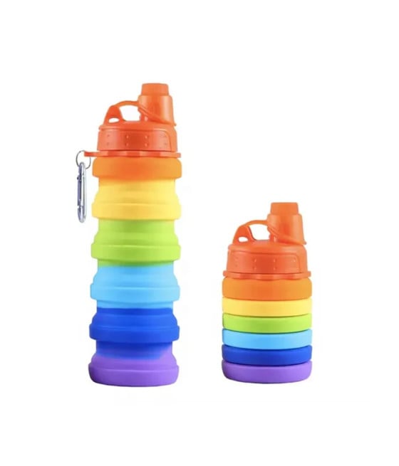 BORRACCIA PIEGHEVOLE ARCOBALENO IN SILICONE PORTATILE 500ML