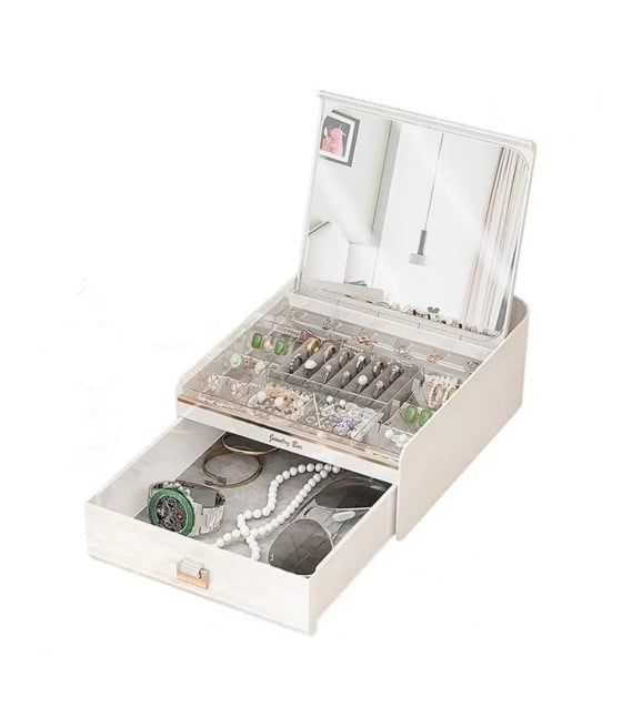 PORTAGIOIE CON COPERCHIO AUTOMATICO CON CASSETTO SPECCHIO CONTENITORE