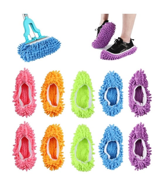 2PZ SCARPE MOCIO CALZINI RIUTILIZZABILI MICROFIBRA PULIZIA CASA PAVIMENTO