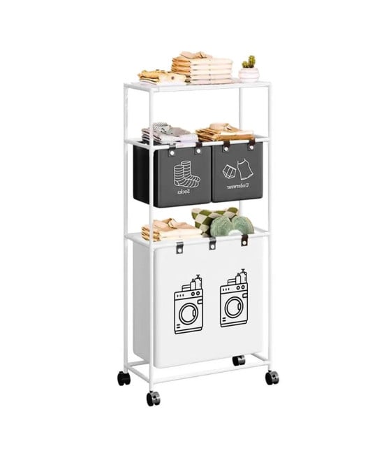 CESTO PORTABIANCHERIA ORGANIZER PER LAVANDERIA VESTITI BAGNO CON RUOTE