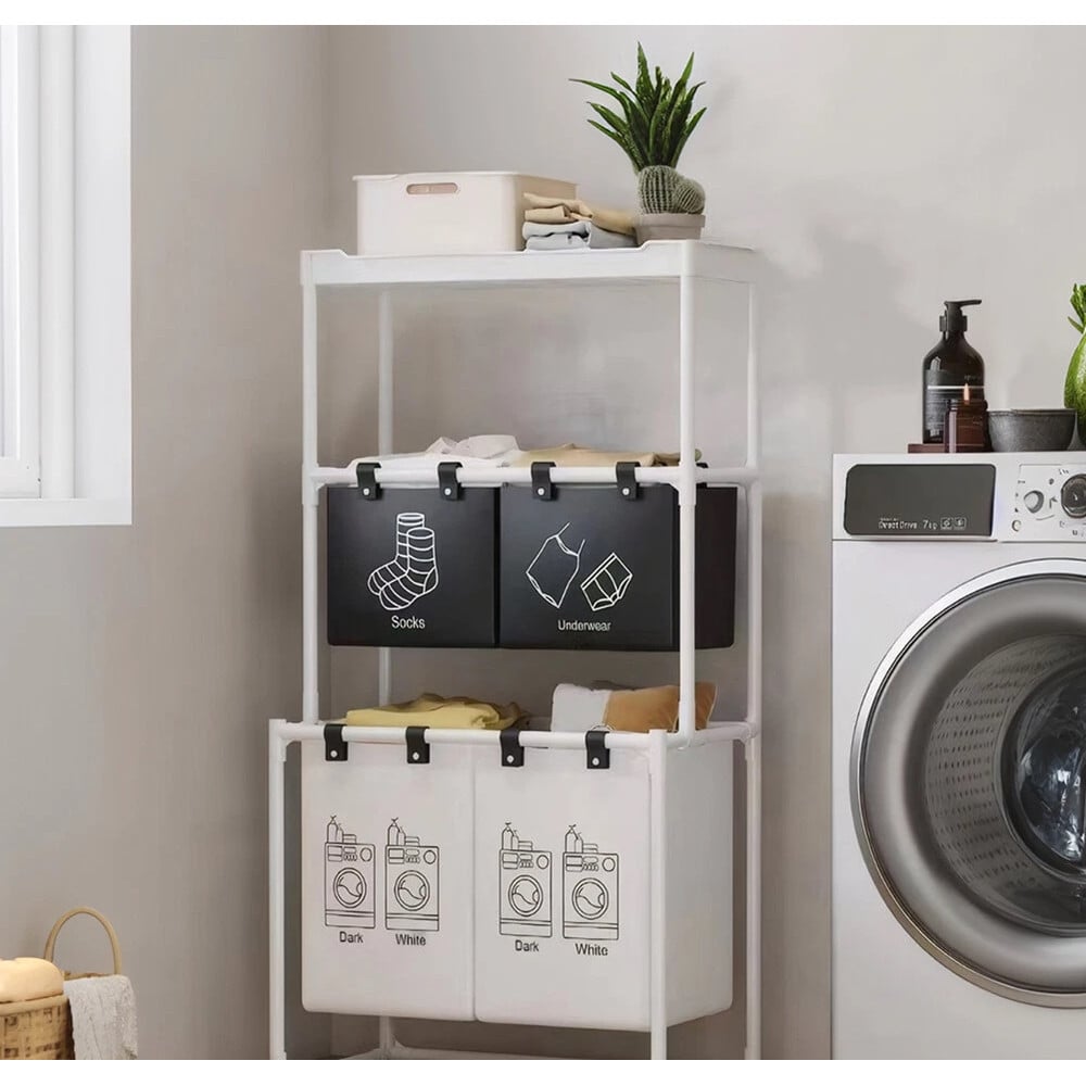 CESTO PORTABIANCHERIA ORGANIZER PER LAVANDERIA VESTITI BAGNO CON RUOTE