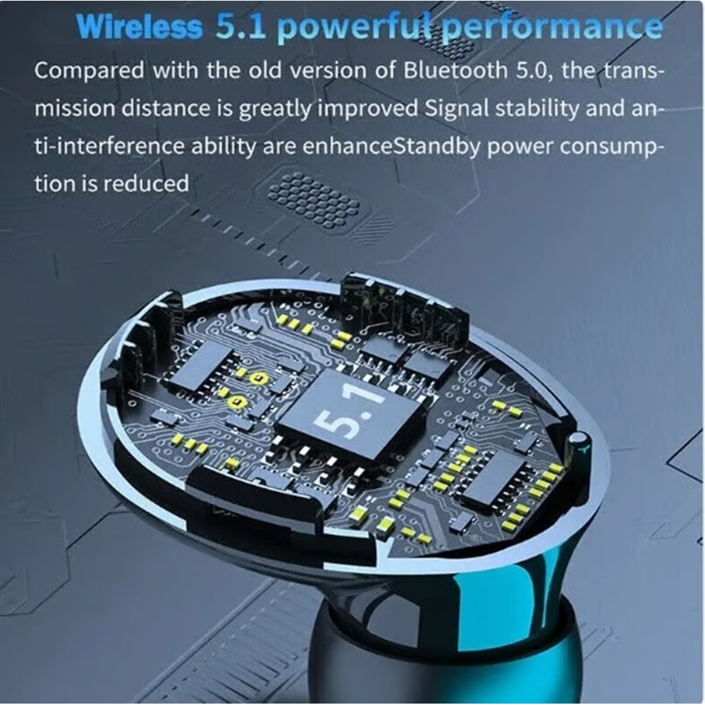 AURICOLARI SPORTIVI WIRELESS TWS CUFFIE BLUETOOTH 5.1 IMPERMEABILI SUONO