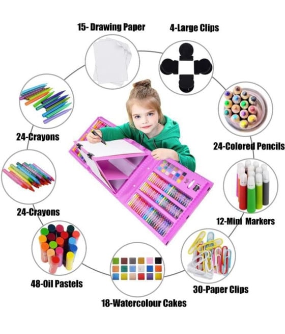 SET COLORARE 208PZ ASTUCCIO PITTURA SCATOLA COLORI REGALO BAMBINI