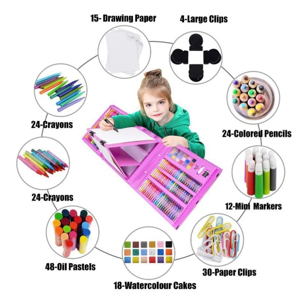 SET COLORARE 208PZ ASTUCCIO PITTURA SCATOLA COLORI REGALO BAMBINI