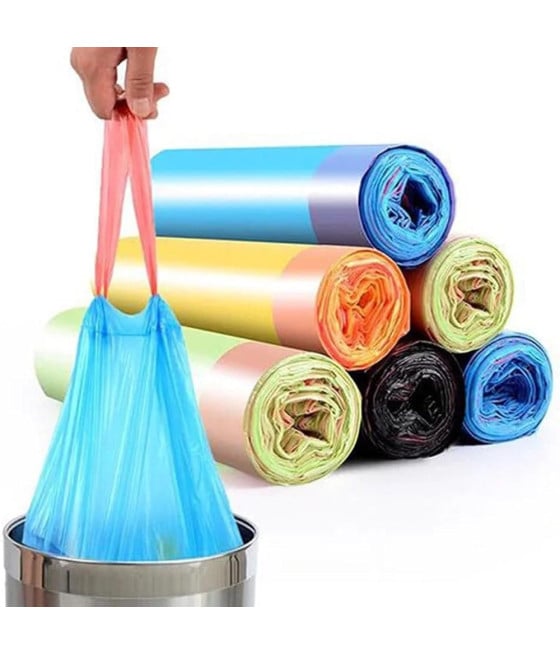 5 ROTOLI 65PZ SACCO IMMONDIZIA COULISSE 45X50CM COLORATI CHIUSURA AUTOMATICA
