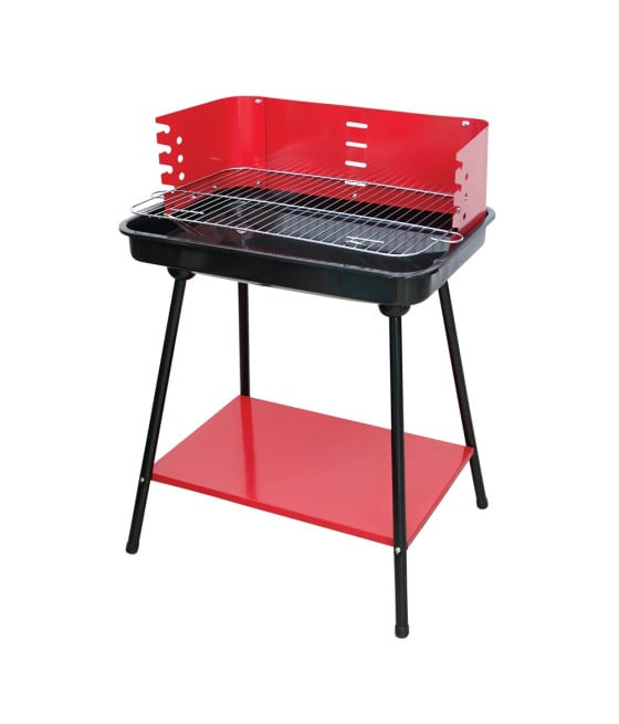 BARBECUE A CARBONELLA GRIGLIA REGOLABILE IN ACCIAIO PARAVENTO RIPIANO