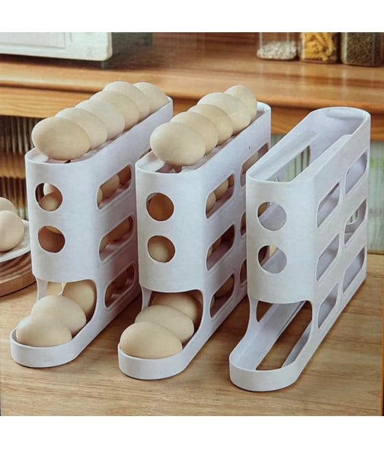 DISPENSER PORTAUOVA ORGANIZZATORE RIPIANO FRIGO CUCINA UOVO A ROTOLAMENTO
